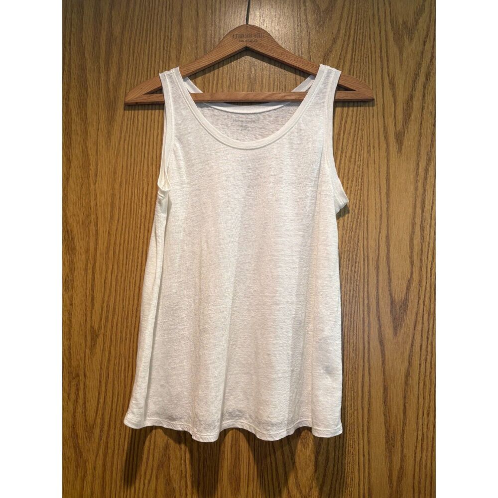 Eileen Fisher Organic Linen Jersey Tank White Petite Small PS Lagenlook